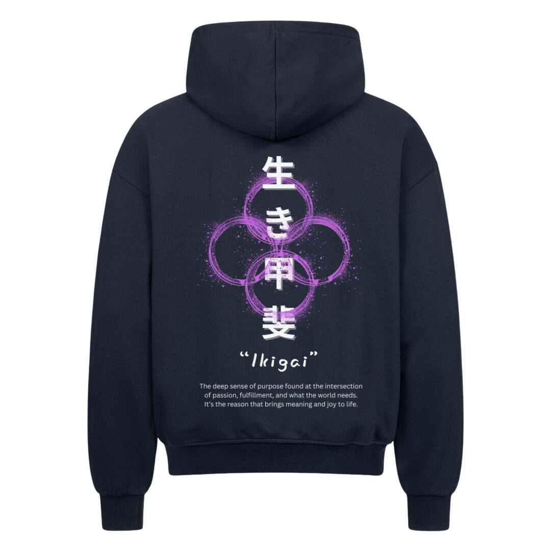 IKIGAI Oversized Zip-Hoodie French Navy