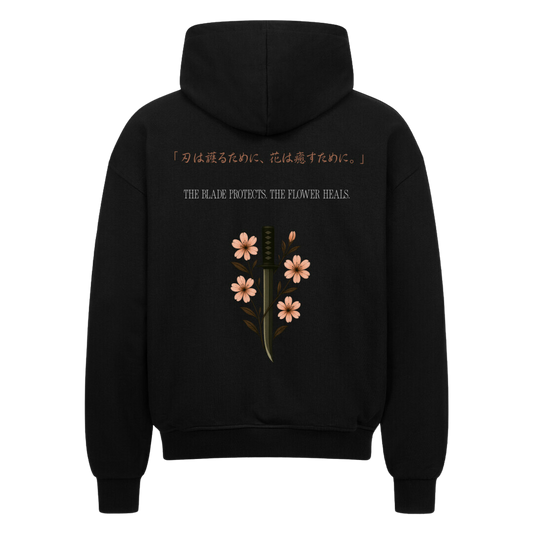 The Blade & The Bloom Oversized Zip-Hoodie Schwarz
