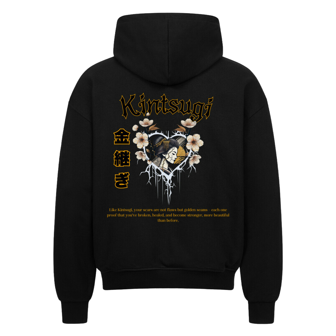 Kintsugi  Oversized Zip-Hoodie Schwarz