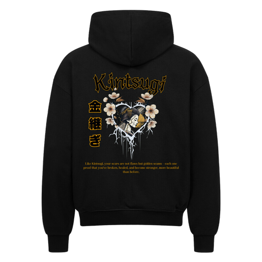 Kintsugi  Oversized Zip-Hoodie Schwarz