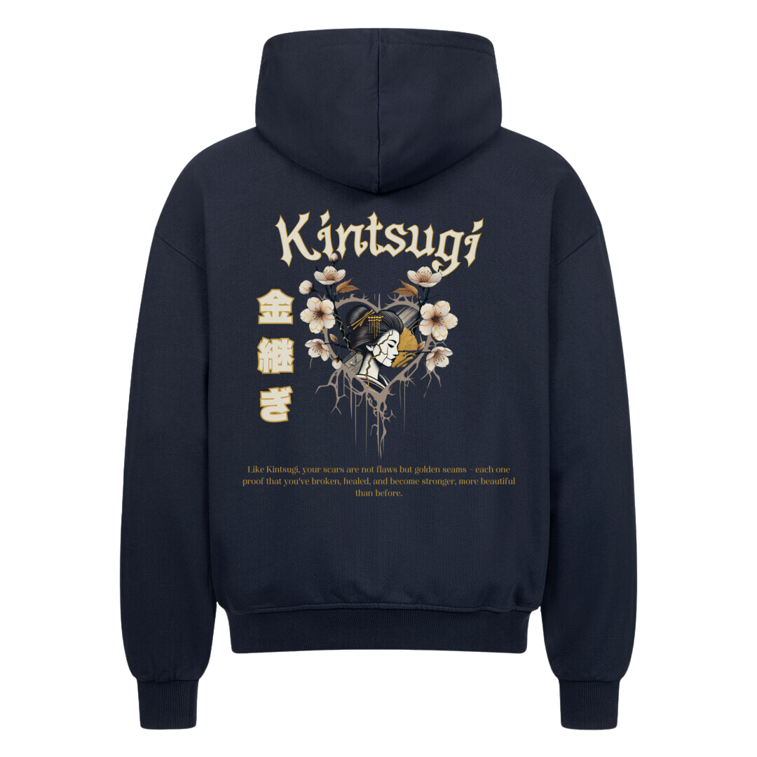 Kintsugi  Oversized Zip-Hoodie French Navy