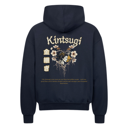 Kintsugi  Oversized Zip-Hoodie French Navy